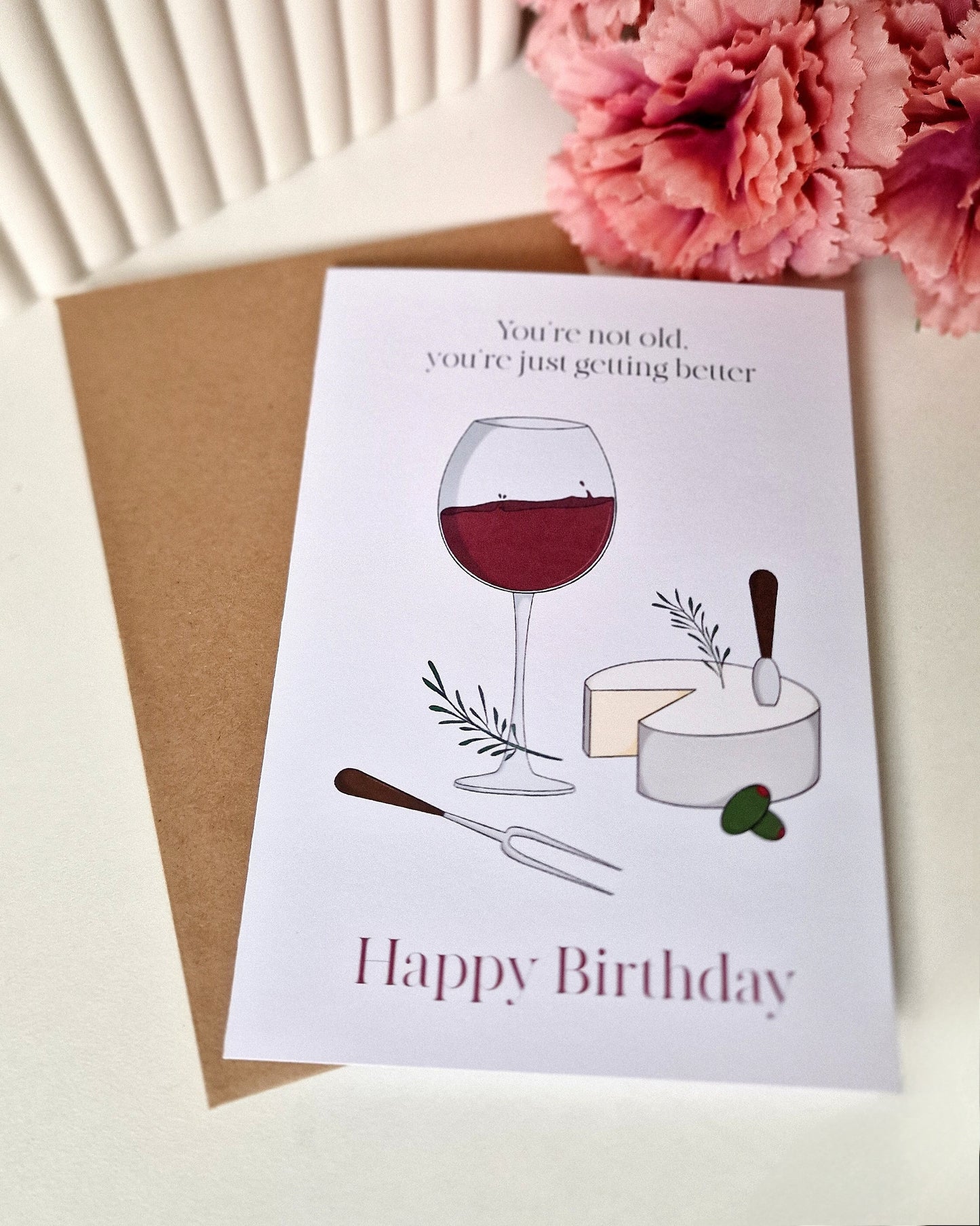 Wine and Cheese Birthday Card