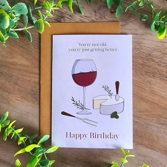 Wine and Cheese Birthday Card