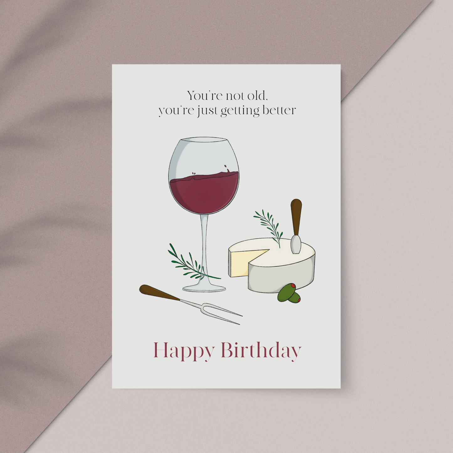 Wine and Cheese Birthday Card