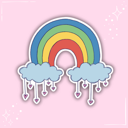 Hearts and Rainbow Sticker