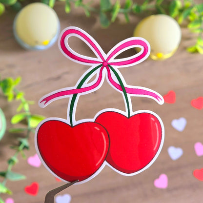 Coquette Heart Cherries Sticker