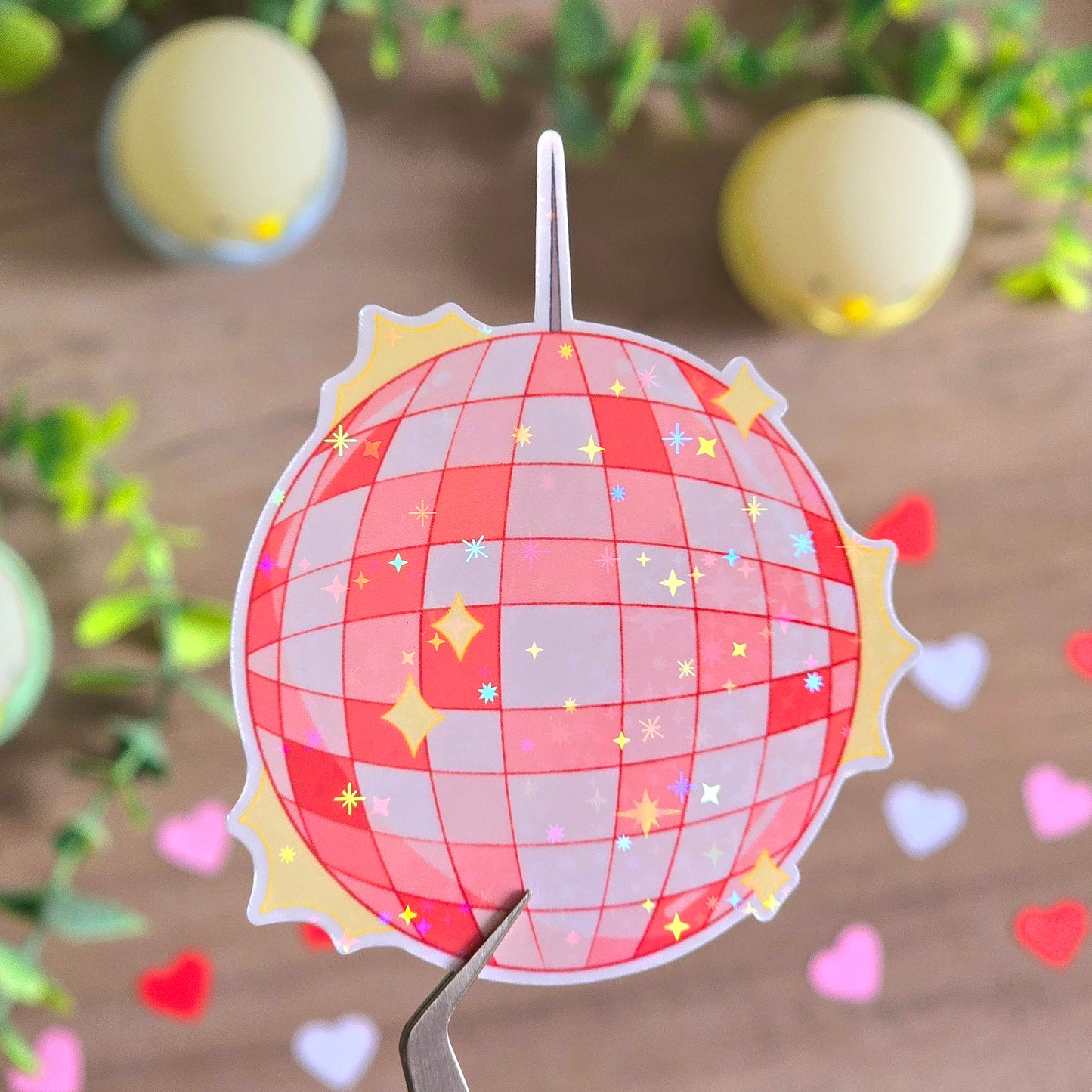 Pink Disco Ball Holographic Sticker