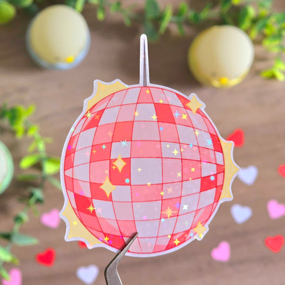 Pink Disco Ball Holographic Sticker