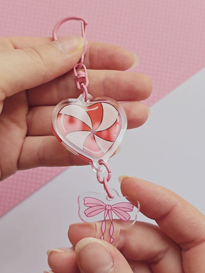 Heart Candy with Bow Keychain
