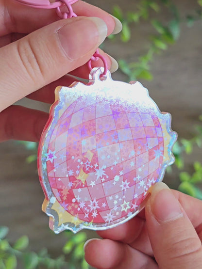 Retro Disco Ball Holographic Keychain