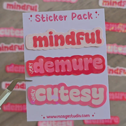 Very Mindful, Very Demure, Very Cutesy Holographic Sticker Pack