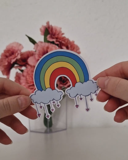 Hearts and Rainbow Sticker