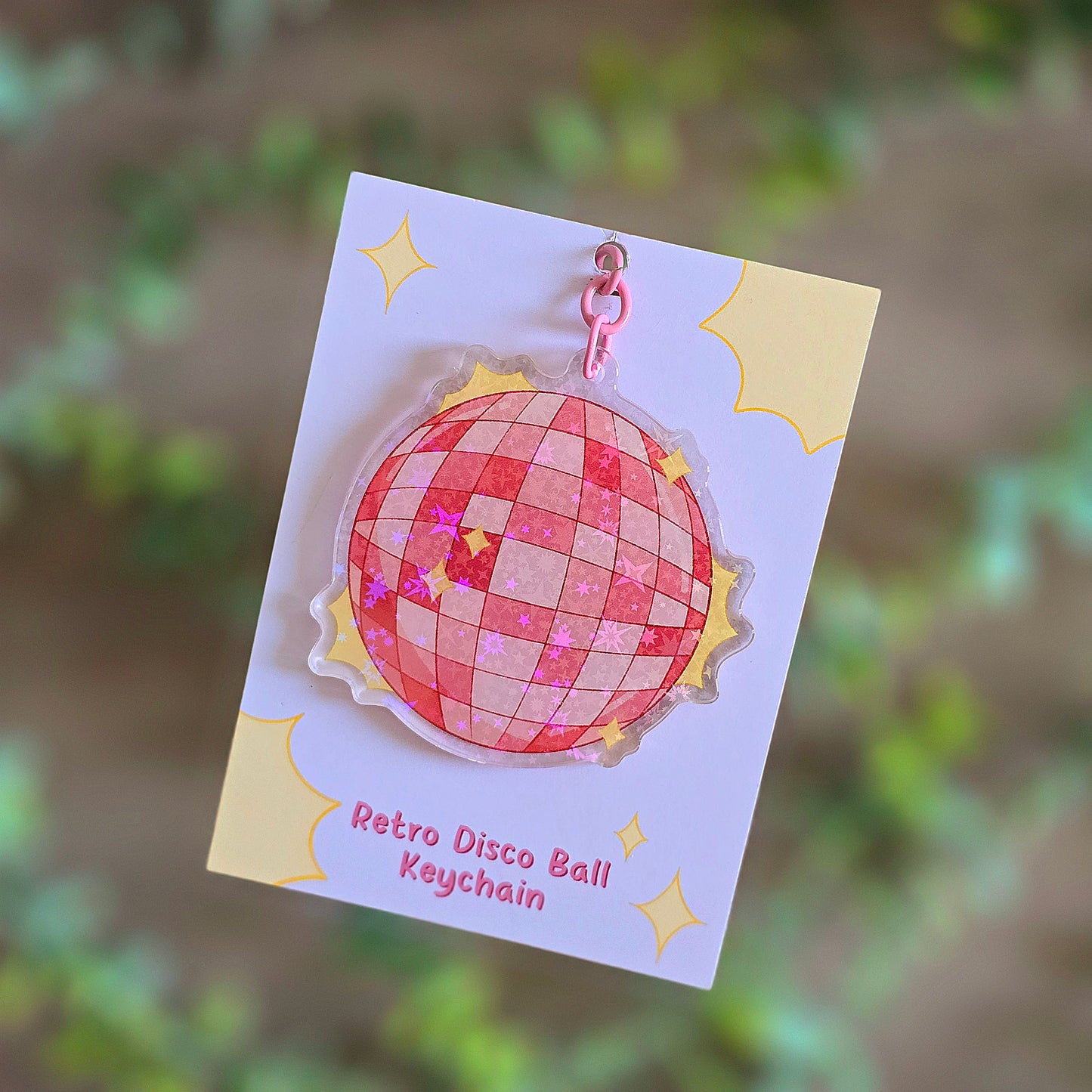 Retro Disco Ball Holographic Keychain