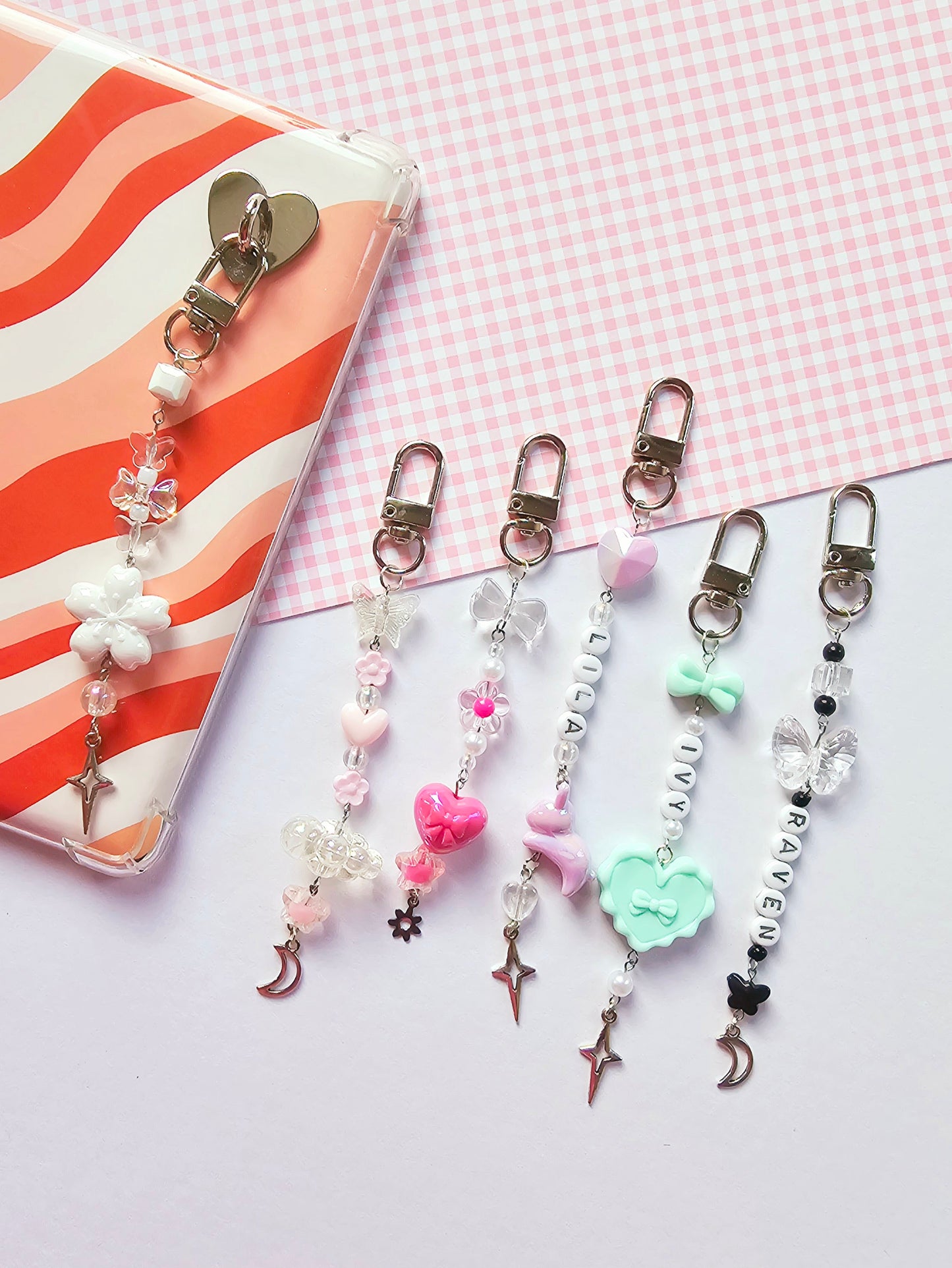 Custom Beaded Charm Keychain