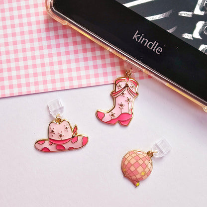 Pink Retro Kindle and Phone Dust Plug USB-C