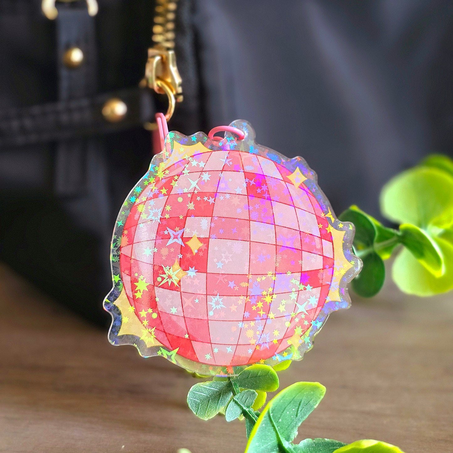 Retro Disco Ball Holographic Keychain