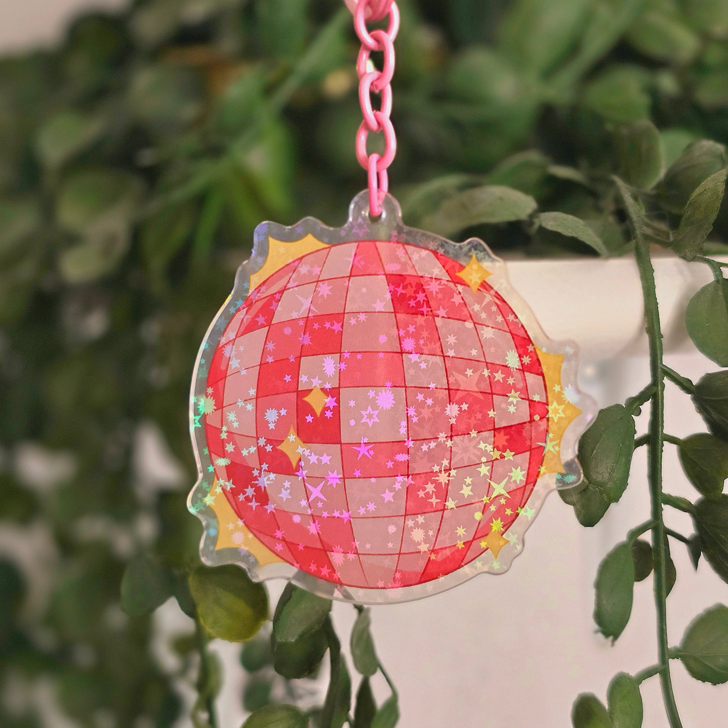 Retro Disco Ball Holographic Keychain