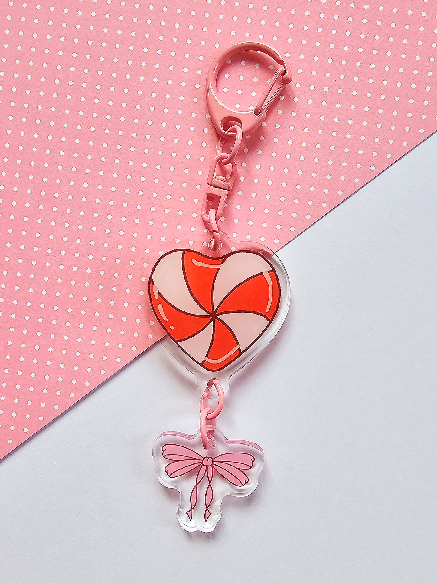 Heart Candy with Bow Keychain