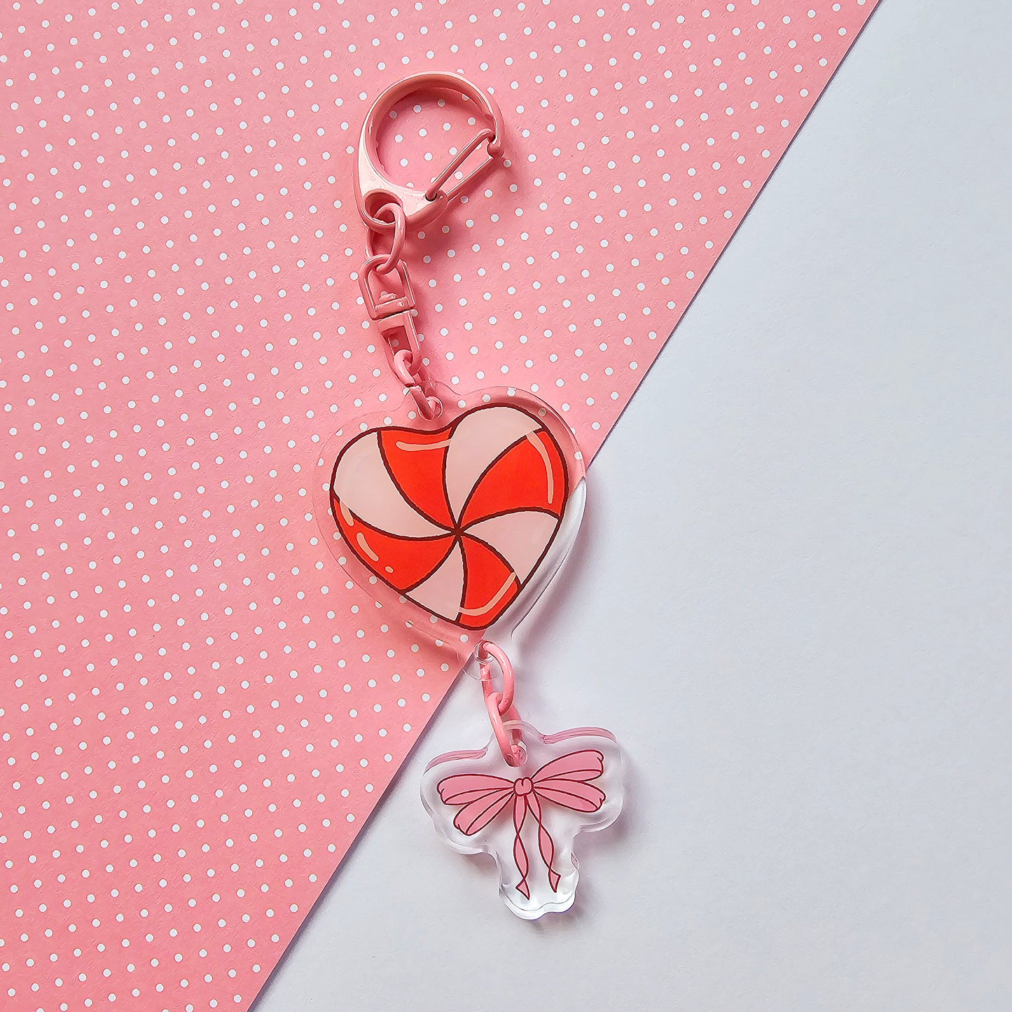 Heart Candy with Bow Keychain
