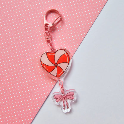 Heart Candy with Bow Keychain