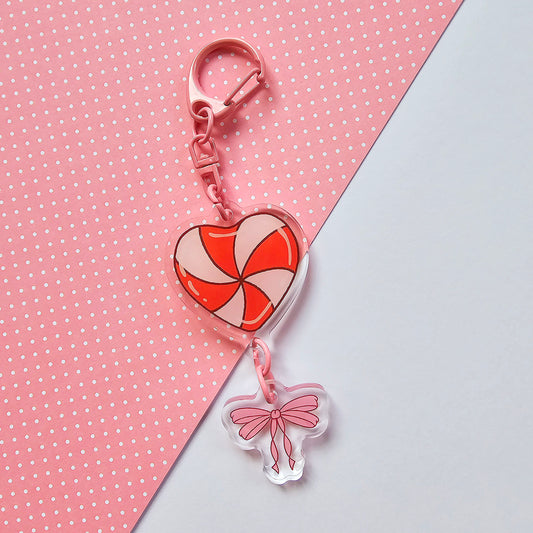 Heart Candy with Bow Keychain