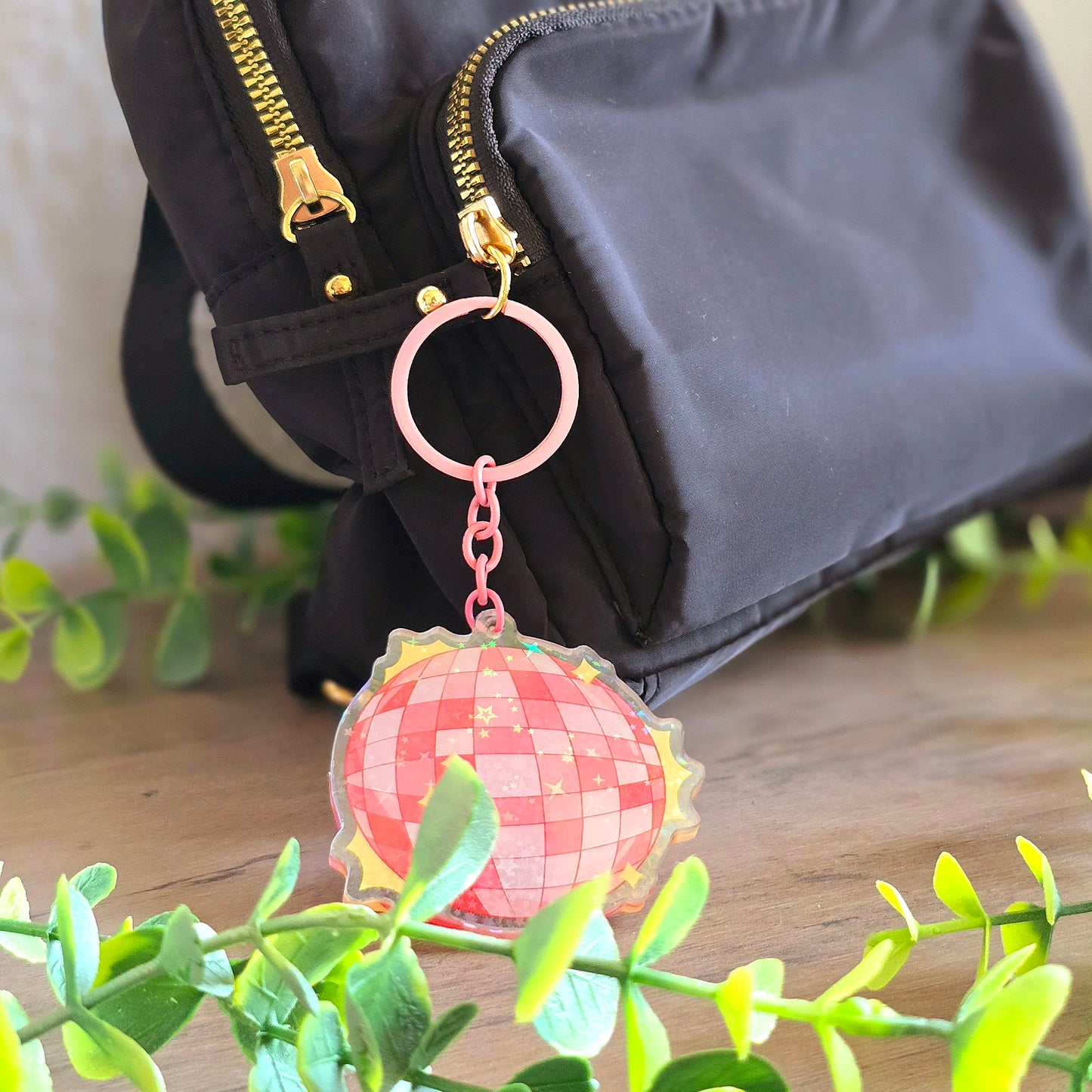 Retro Disco Ball Holographic Keychain